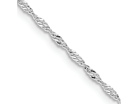 Rhodium Over Sterling Silver 1.4mm Singapore Chain