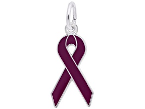 Silver Purple Ribbon Charm