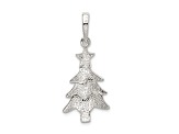Sterling Silver Polished Enameled Christmas Tree Pendant