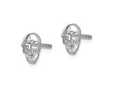 Rhodium Over Sterling Silver Polished Skull Post Earrings