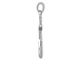 Rhodium Over Sterling Silver Polished and Antiqued Hook Pendant