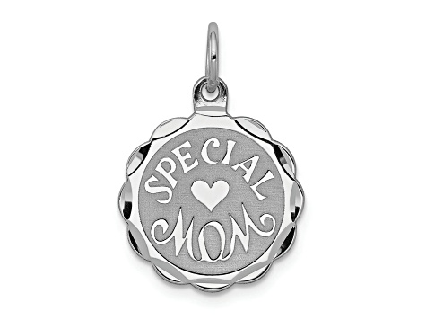 Rhodium Over Sterling Silver Special Mom Disc Charm