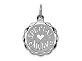 Rhodium Over Sterling Silver Special Mom Disc Charm