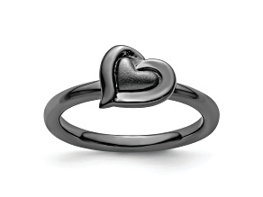 Sterling Silver Stackable Expressions Black-plated Heart Ring