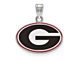 Sterling Silver Rhodium-plated LogoArt University of Georgia Small Enamel Pendant