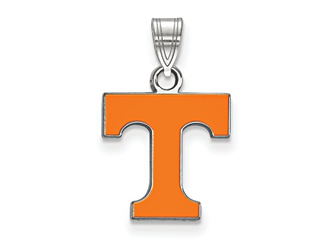 Sterling Silver Rhodium-plated LogoArt University of Tennessee Small Enamel Pendant