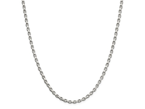 Sterling Silver 3.5mm Diamond-cut Rolo Chain Necklace