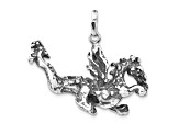 Sterling Silver 3D Polished and Antiqued Dragon Pendant
