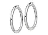 Rhodium Over Sterling Silver 5mm Round Hoop Earrings