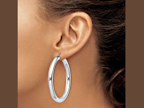 Rhodium Over Sterling Silver 5mm Round Hoop Earrings