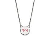 Rhodium Over Sterling Silver LogoArt Phi Mu Extra Small Enamel Pendant Necklace