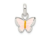 Sterling Silver Polished Pink and Orange Enamel Butterfly Children's Pendant