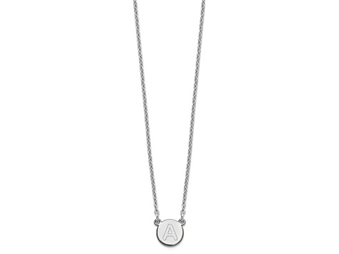 Rhodium Over Sterling Silver Tiny Circle Block Letter A  Initial Necklace