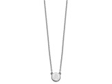 Rhodium Over Sterling Silver Tiny Circle Block Letter A  Initial Necklace