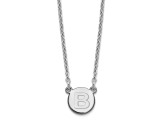 Rhodium Over Sterling Silver Tiny Circle Block Letter B  Initial Necklace