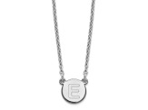 Rhodium Over Sterling Silver Tiny Circle Block Letter E Initial Necklace