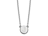 Rhodium Over Sterling Silver Tiny Circle Block Letter J  Initial Necklace