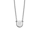 Rhodium Over Sterling Silver Tiny Circle Block Letter K Initial Necklace