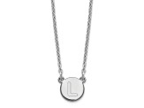 Rhodium Over Sterling Silver Tiny Circle Block Letter L  Initial Necklace