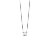 Rhodium Over Sterling Silver Tiny Circle Block Letter N  Initial Necklace
