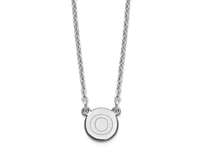 Rhodium Over Sterling Silver Tiny Circle Block Letter O  Initial Necklace