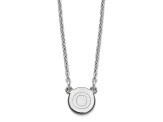 Rhodium Over Sterling Silver Tiny Circle Block Letter O  Initial Necklace