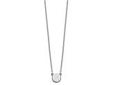 Rhodium Over Sterling Silver Tiny Circle Block Letter R  Initial Necklace