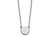 Rhodium Over Sterling Silver Tiny Circle Block Letter S Initial Necklace