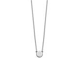 Rhodium Over Sterling Silver Tiny Circle Block Letter S Initial Necklace