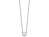 Rhodium Over Sterling Silver Tiny Circle Block Letter T  Initial Necklace