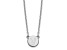 Rhodium Over Sterling Silver Tiny Circle Block Letter V Initial Necklace