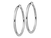 Sterling Silver Rhodium-plated 4mm Round Hoop Earrings