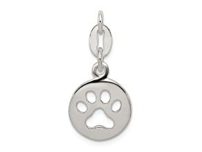 Sterling Silver Round Paw Print Pendant