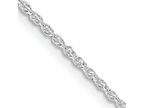 Rhodium Over Sterling Silver 1.3mm Loose Rope Chain with 2 Inch Extension Necklace