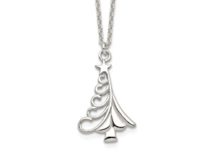 Sterling Silver Polished Christmas Tree Necklace