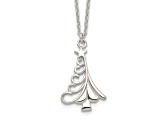 Sterling Silver Polished Christmas Tree Necklace