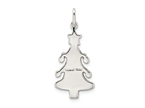 Sterling Silver Polished Enamel Christmas Tree Pendant
