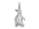 Rhodium Over Sterling Silver Polished Penguin Pendant