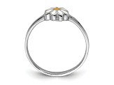 Rhodium Over Sterling Silver White and Yellow Enameled Daisy Children's Ring