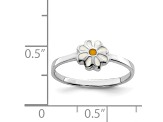 Rhodium Over Sterling Silver White and Yellow Enameled Daisy Children's Ring