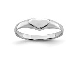 Rhodium Over Sterling Silver Polished Elongated Heart Children's Ring