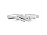 Rhodium Over Sterling Silver Polished Elongated Heart Children's Ring