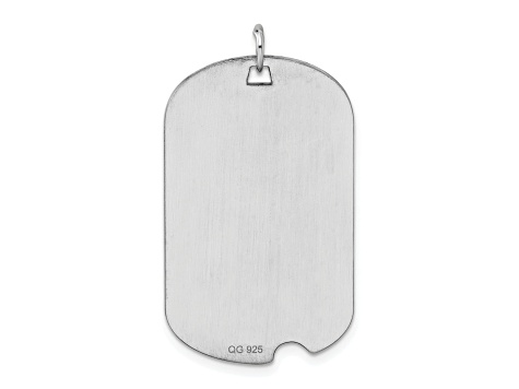 Rhodium Over Sterling Silver Dog Tag Disc Charm