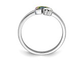 Rhodium Over Sterling Silver Multi-color Enameled Rainbow Children's Ring