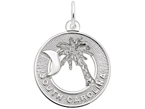Silver Palmetto Crescent Moon Charm