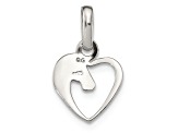 Rhodium Over Sterling Silver Open Heart Horse Head Pendant