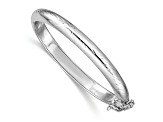 Rhodium Over Sterling Silver Polished and Diamond-cut 5mm with Safety Hinged Children's Bangle