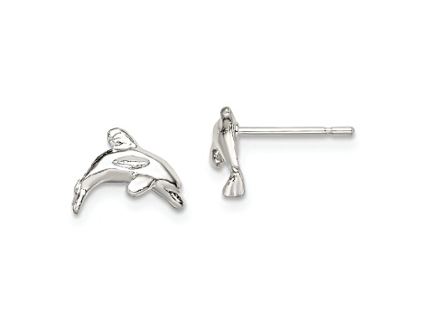 Sterling Silver Polished Dolphin Post Earrings