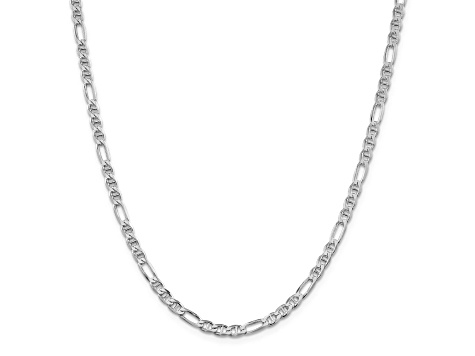 Rhodium Over Sterling Silver 3.75mm Figaro Anchor Chain Necklace