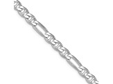 Rhodium Over Sterling Silver 3.75mm Figaro Anchor Chain Necklace